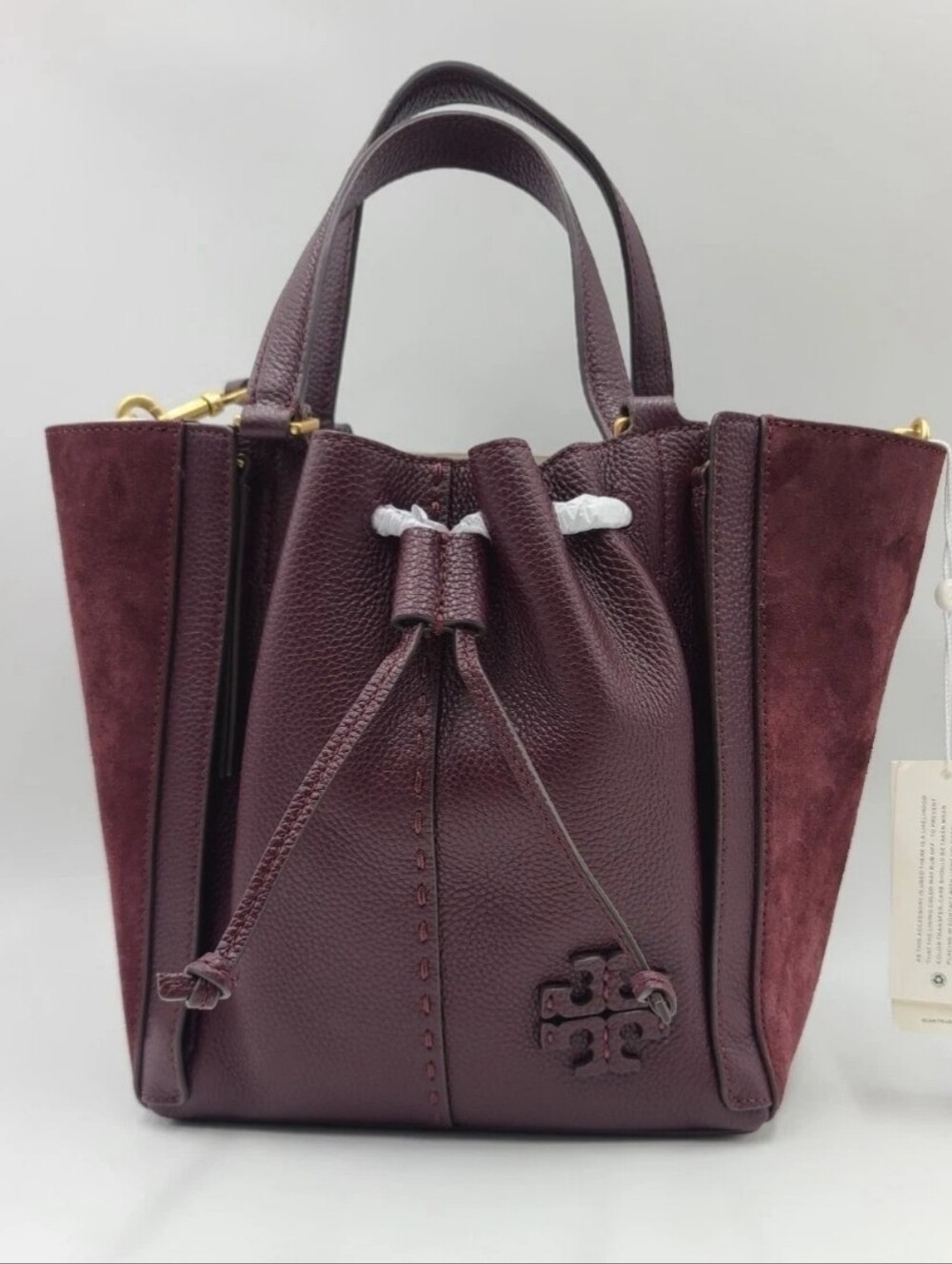 Authentic Tory Burch  MCGRAW Drawstring Satchel - DRAGONFLY - Beetle - Berry